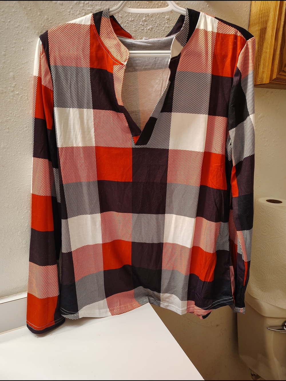 Red Black and White Plaid Tunic Top